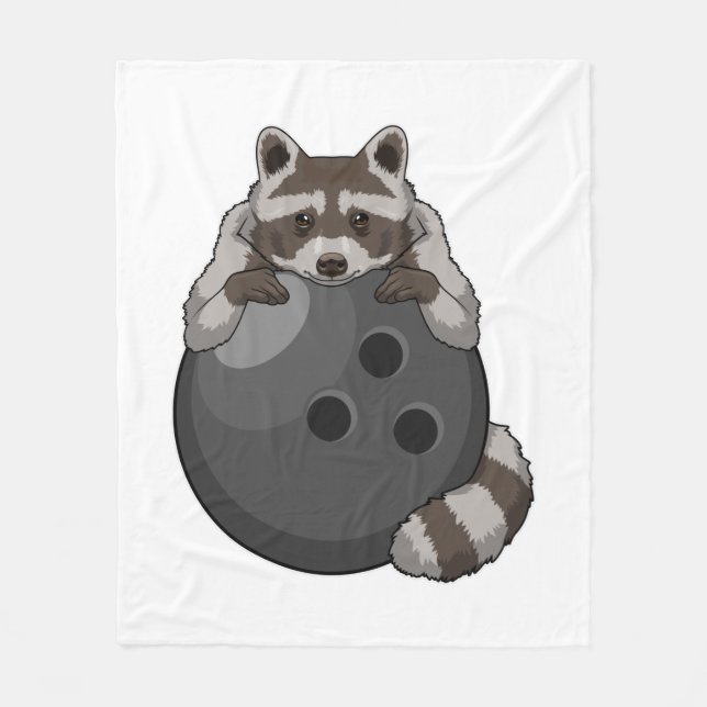 Racoon at Bowling with Bowling ball Fleece Blanket (Front)