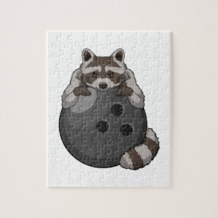 Racoon at Bowling with Bowling ball Jigsaw Puzzle