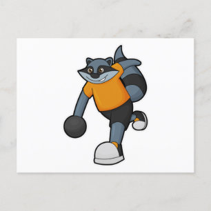 Racoon at Bowling with Bowling ball Postcard
