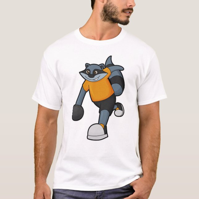 Racoon at Bowling with Bowling ball T-Shirt (Front)
