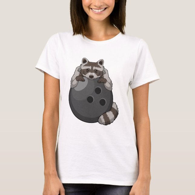 Racoon at Bowling with Bowling ball T-Shirt (Front)