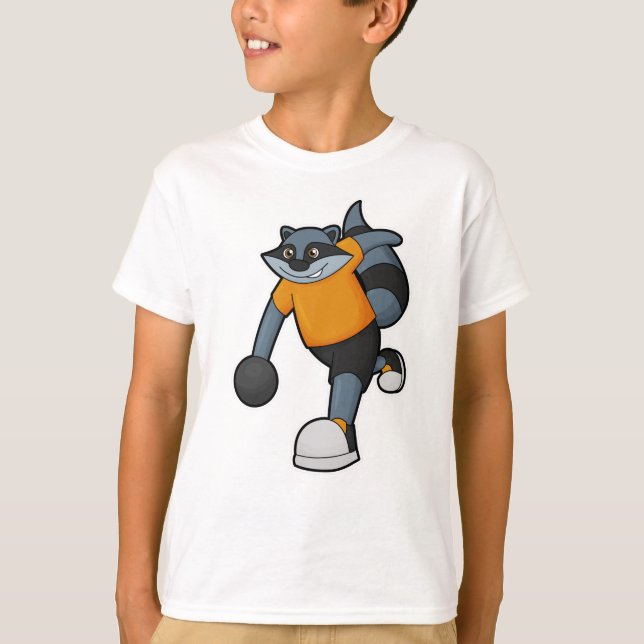 Racoon at Bowling with Bowling ball T-Shirt (Front)