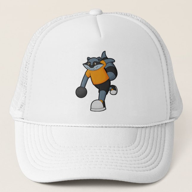 Racoon at Bowling with Bowling ball Trucker Hat (Front)