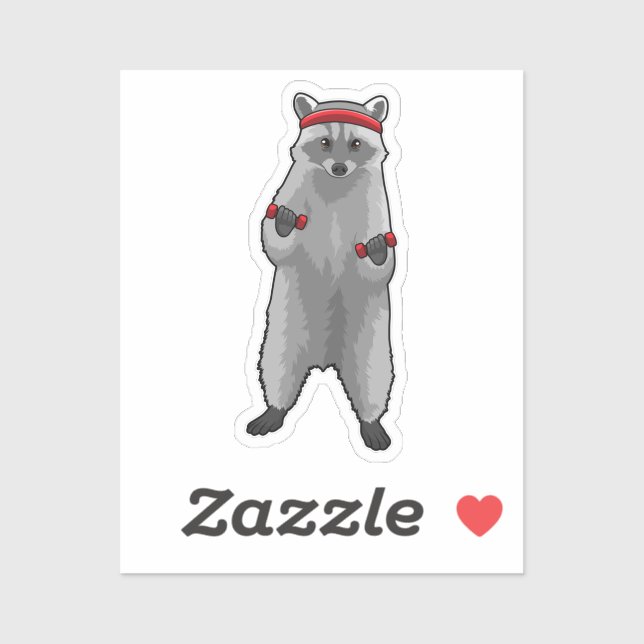 Racoon at Fitness with Dumbbells (Sheet)
