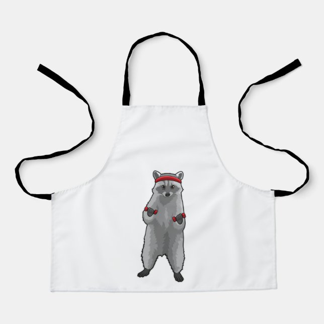 Racoon at Fitness with Dumbbells Apron (Front)