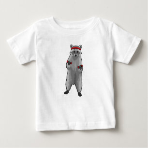 Racoon at Fitness with Dumbbells Baby T-Shirt