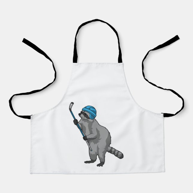 Racoon at Ice hockey with Ice hockey stick Apron (Front)