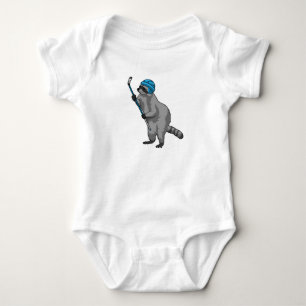 Racoon at Ice hockey with Ice hockey stick Baby Bodysuit