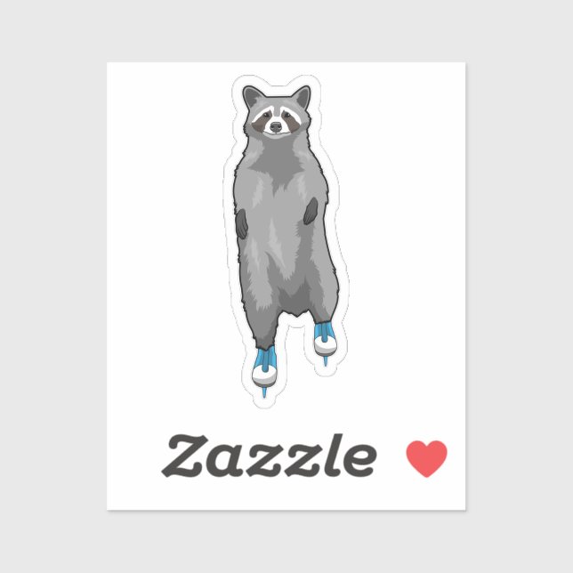 Racoon at Ice skating with Ice skates (Sheet)