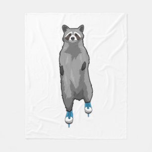 Racoon at Ice skating with Ice skates Fleece Blanket