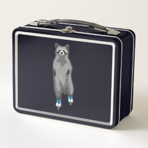 Racoon at Ice skating with Ice skates Metal Lunch Box