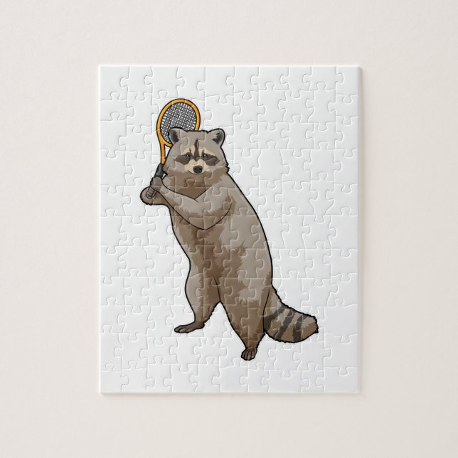 Racoon at Tennis with Tennis racket Jigsaw Puzzle (Vertical)