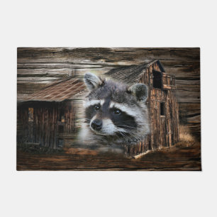 Racoon At The Old Barn Doormat