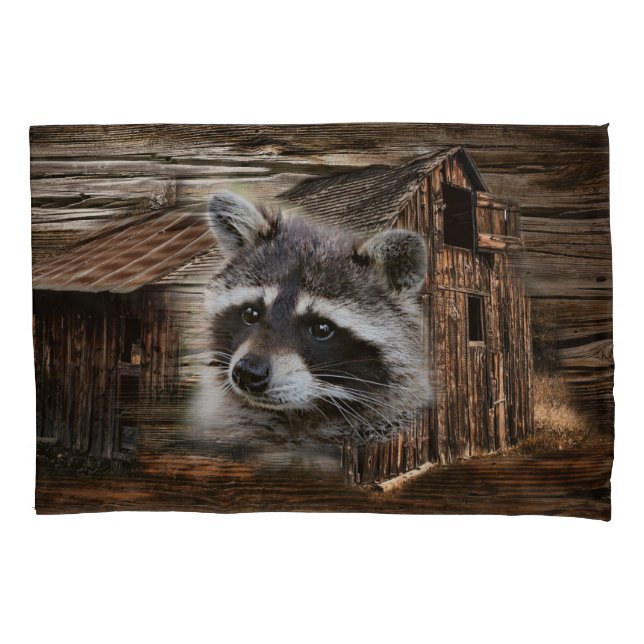 Racoon At The Old Barn Pillowcase (Front)