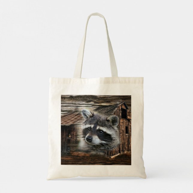 Racoon At The Old Barn Tote Bag (Back)