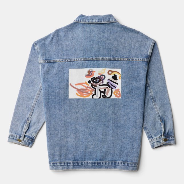 Racoon Autumn Sunset  fun Denim Jacket (Back)