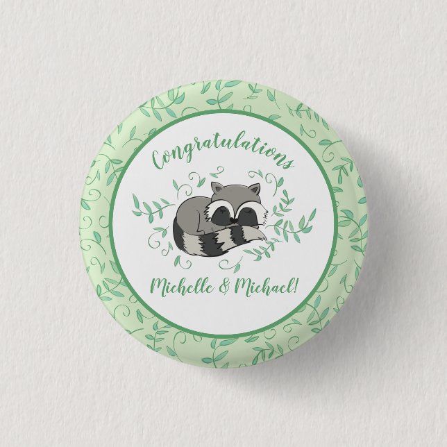 Racoon Baby Shower 3 Cm Round Badge (Front)
