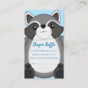 Racoon Baby Shower Blue Enclosure Card