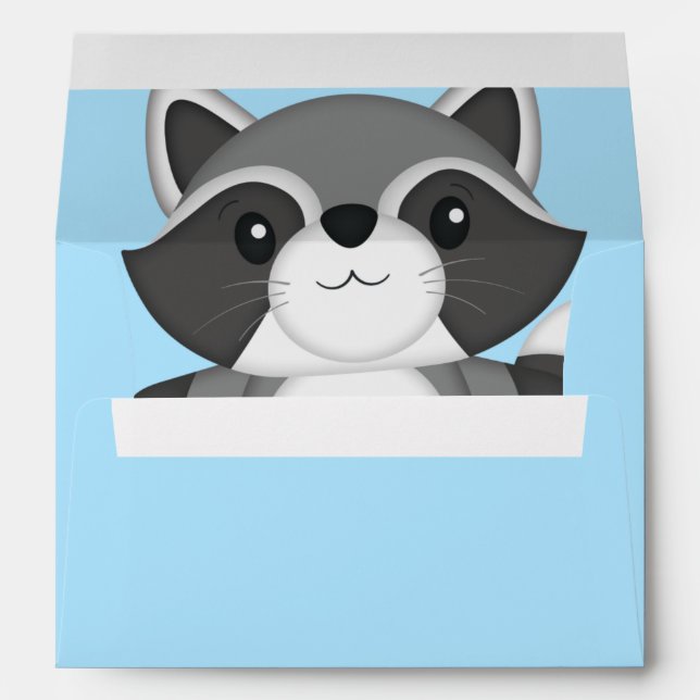 Racoon Baby Shower Blue Envelope (Back (Bottom))