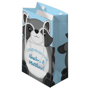 Racoon Baby Shower Blue Small Gift Bag