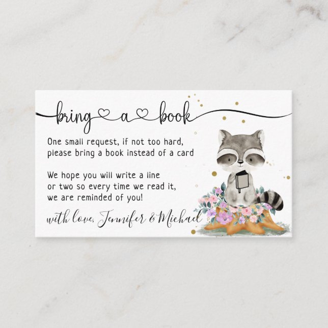 Racoon Baby Shower Bring a book Enclosure Card (Front)