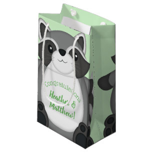 Racoon Baby Shower Green Small Gift Bag