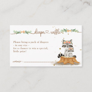 Racoon Baby Shower New Mummy Diaper Raffle Enclosure Card