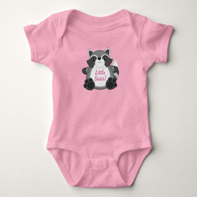 Racoon Baby Shower Pink Bodysuit (Front)