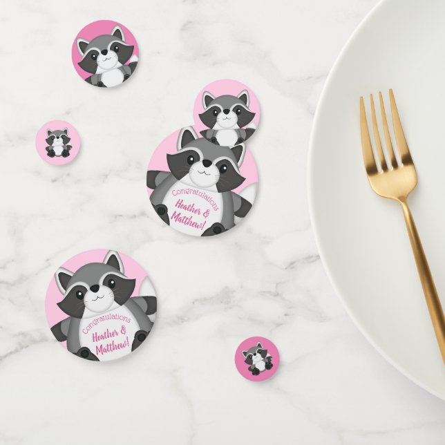 Racoon Baby Shower Pink Confetti (Group)