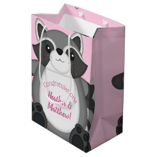 Racoon Baby Shower Pink Medium Gift Bag