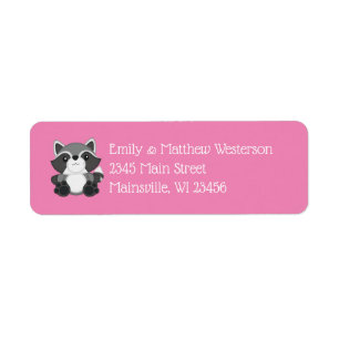 Racoon Baby Shower Pink Return Address Label