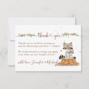 Racoon Baby Shower Watercolor Thank You Card
