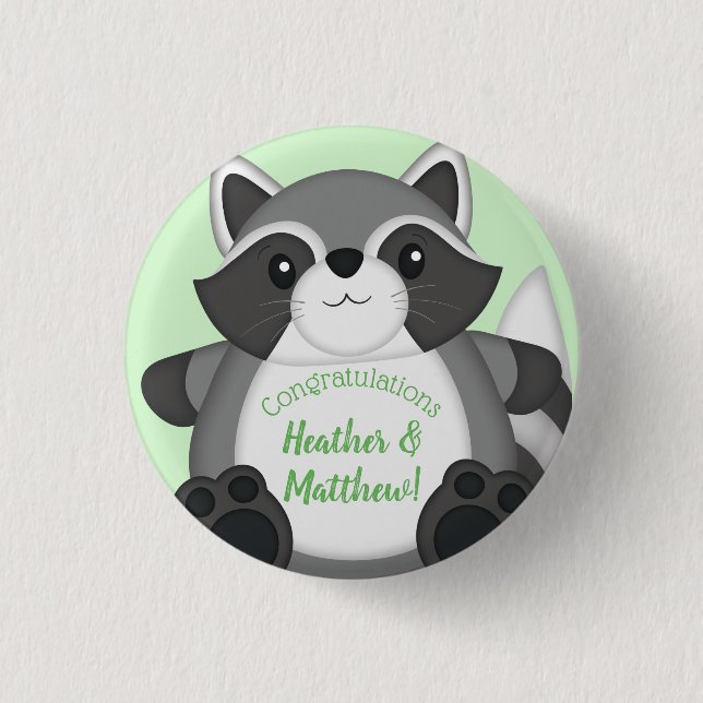 Racoon Baby Shower Woodland 3 Cm Round Badge (Front)