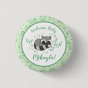 Racoon Baby Shower Woodland Animals 3 Cm Round Badge