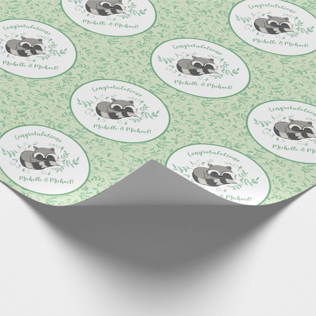 Racoon Baby Shower Woodland Animals Wrapping Paper (Corner)