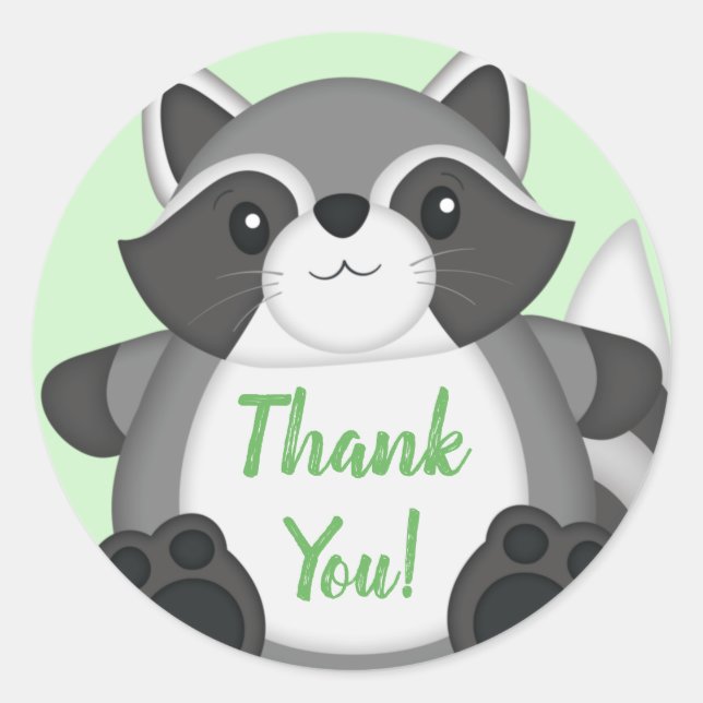 Racoon Baby Shower Woodland Classic Round Sticker (Front)