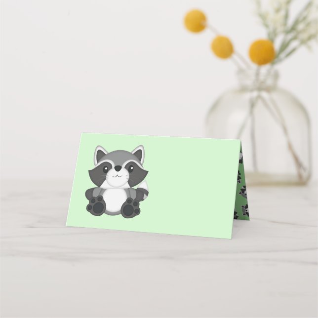 Racoon Baby Shower Woodland Place Card (Front)
