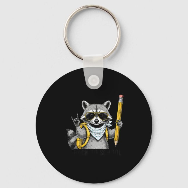 Racoon Back To School Funny For Teacher Boy Girl  Key Ring (Front)