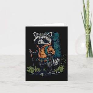 Racoon Backpacker Mountain Hiking Camping Funny Card
