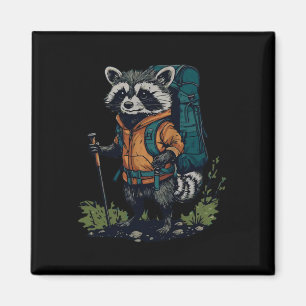 Racoon Backpacker Mountain Hiking Camping Funny Magnet
