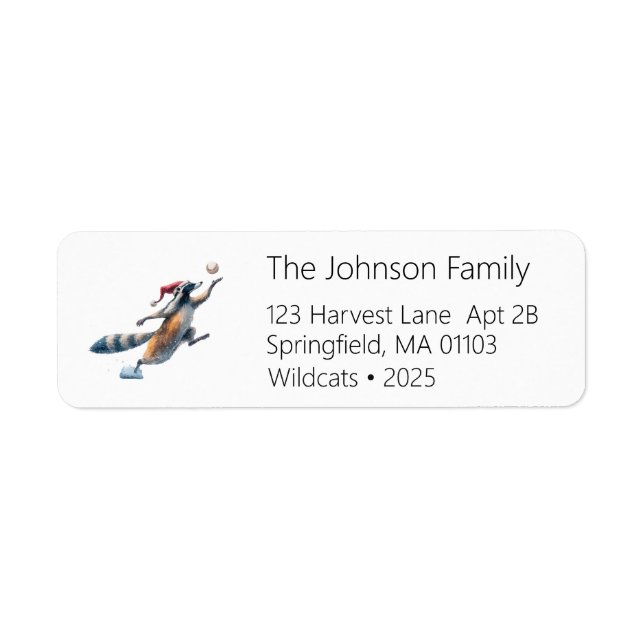 Racoon Baseball Address Label Return Address Label (Front)