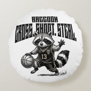 Racoon Basketball Star - Cross Shoot Steal Graph Round Cushion