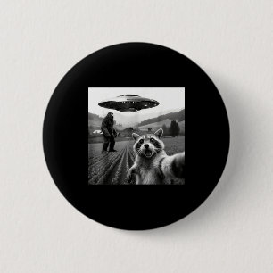 Racoon Bigfoot Selfie Ufo Funny Racoon Alien Bigfo 6 Cm Round Badge