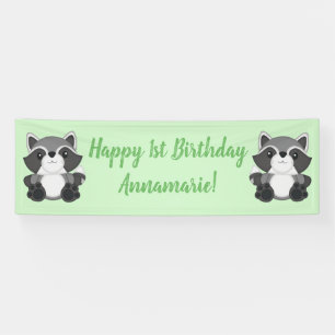 Racoon Birthday Party Banner