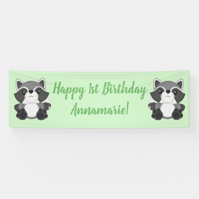 Racoon Birthday Party Banner (Horizontal)