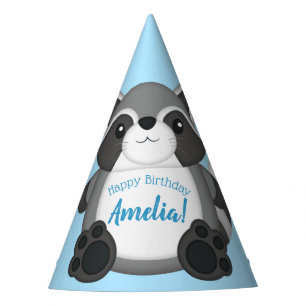 Racoon Birthday Party Blue Hat