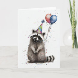 Racoon Birthday Party Greeting Card