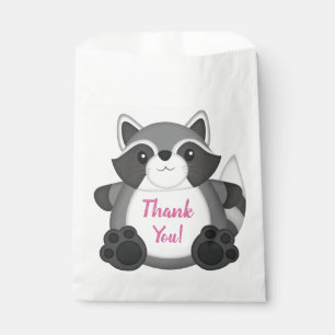 Racoon Birthday Party Pink Favour Bag