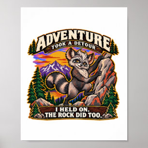 Racoon Bouldering Rock Climbing Adventure Poster