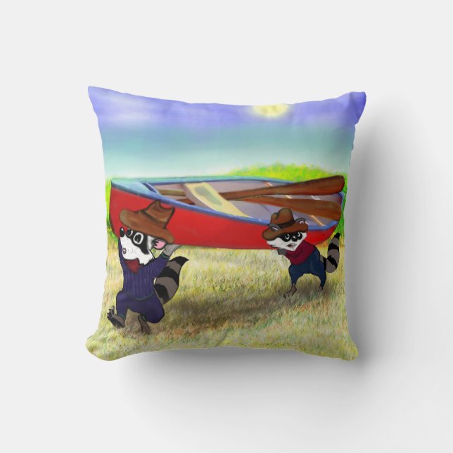 Racoon Brothers and the Red Canoe Cushion (Front)
